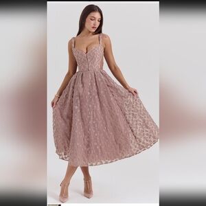anja wine satin corset midi dress House of CB, ANJA Wine Satin Corset Midi Dress, SIZE: